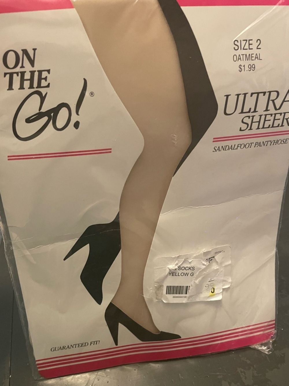 On The Go! Ultra Sheer Sandalfoot Pantyhose Oatmeal color (Size 2) medium large